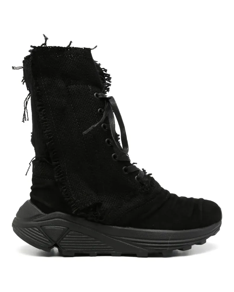 Yohji Yamamoto Sneakers mit Schnürung und ausgefranstem Rand - Schwarz Schwarz