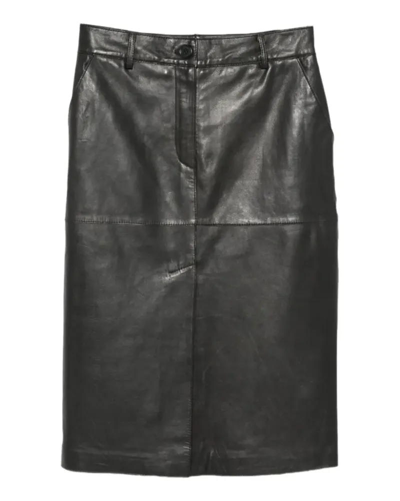 P.A.R.O.S.H. panelled leather midi skirt - Schwarz Schwarz
