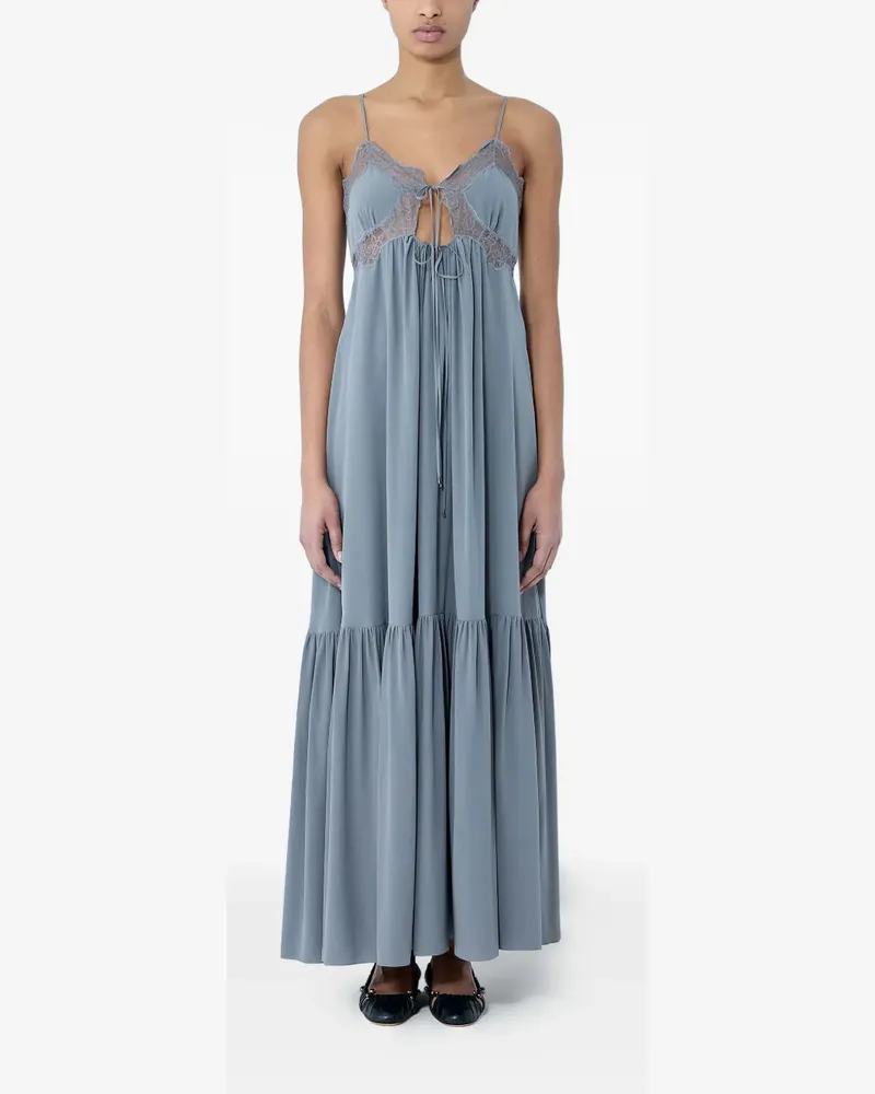 Chloé lace-trim tiered maxi dress - Grau Grau