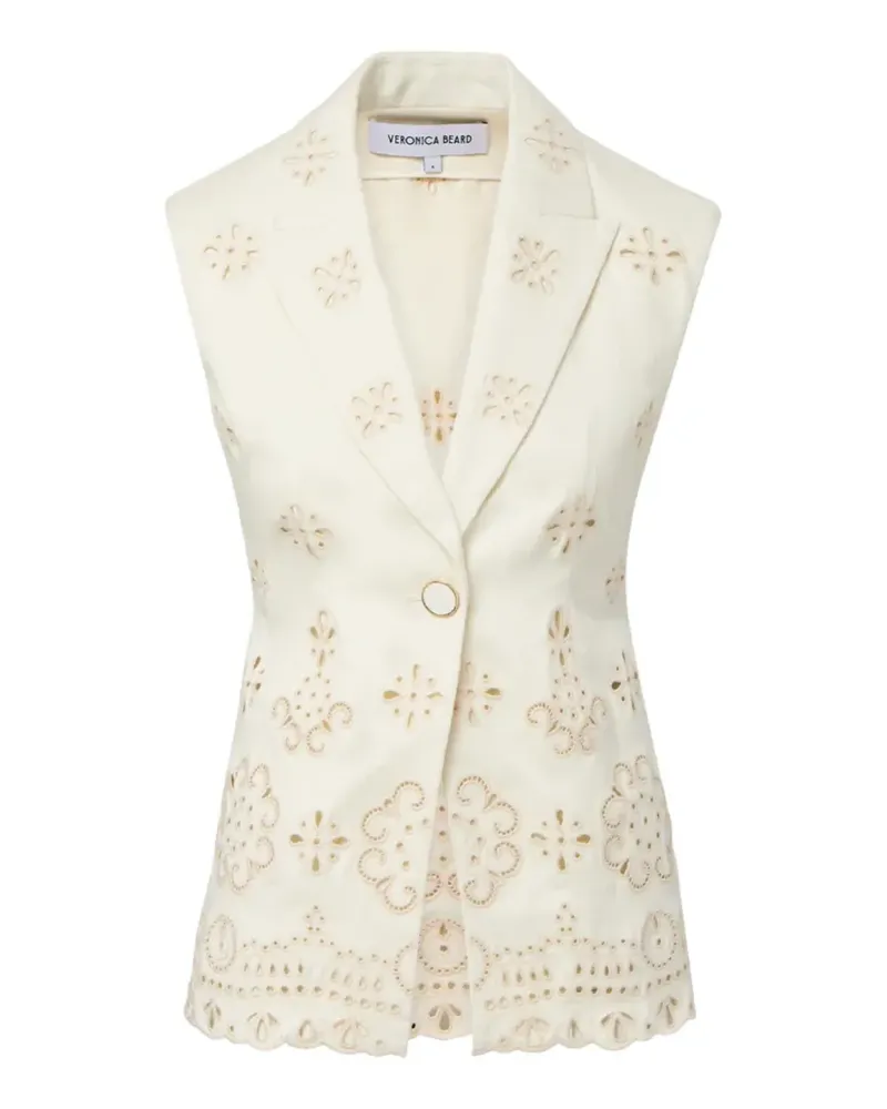 Veronica Beard Townes button eyelet vest - Nude Nude