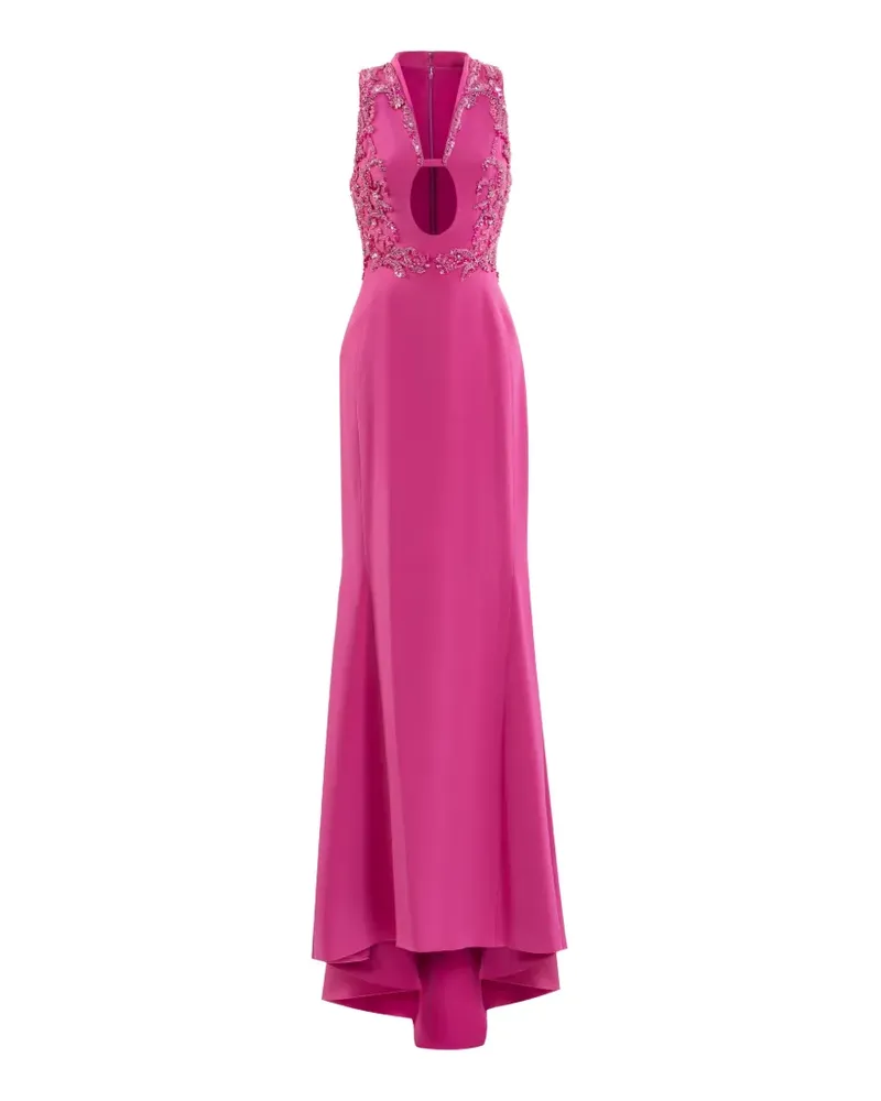 Saiid Kobeisy Kreppkleid mit Stickerei - Rosa Rosa