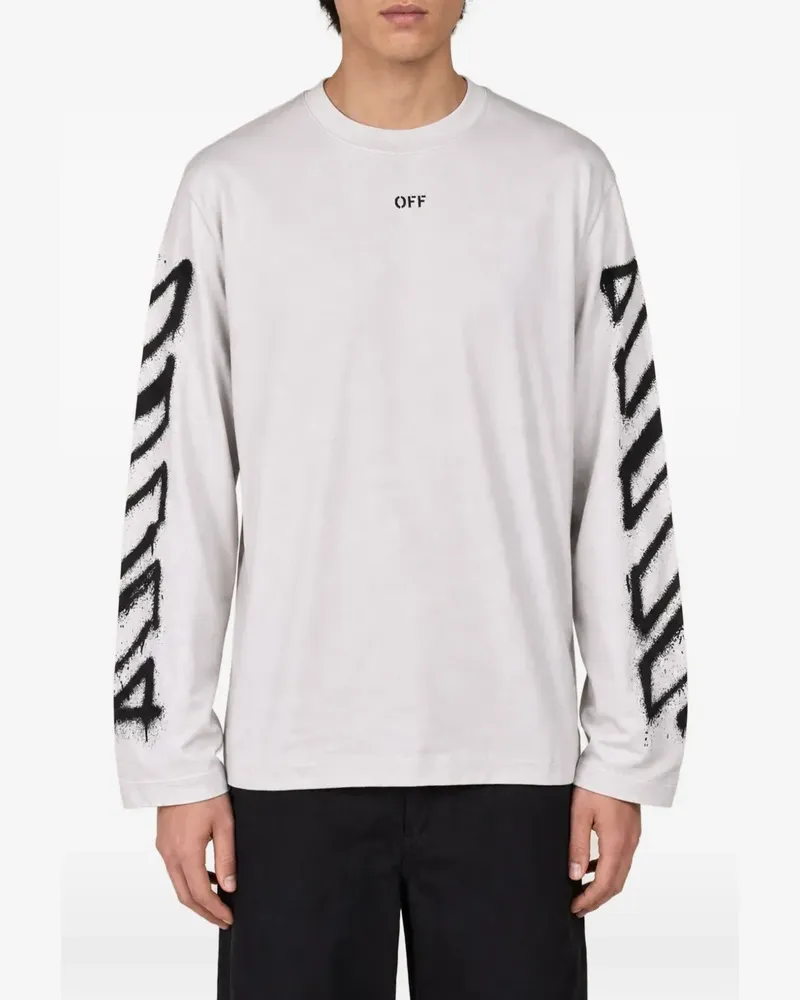 OFF-WHITE Langarmshirt mit Graffiti-Print - Weiß Weiß
