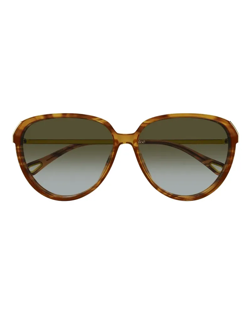 Chloé tortoiseshell-effect pilot-frame sunglasses - Braun Braun