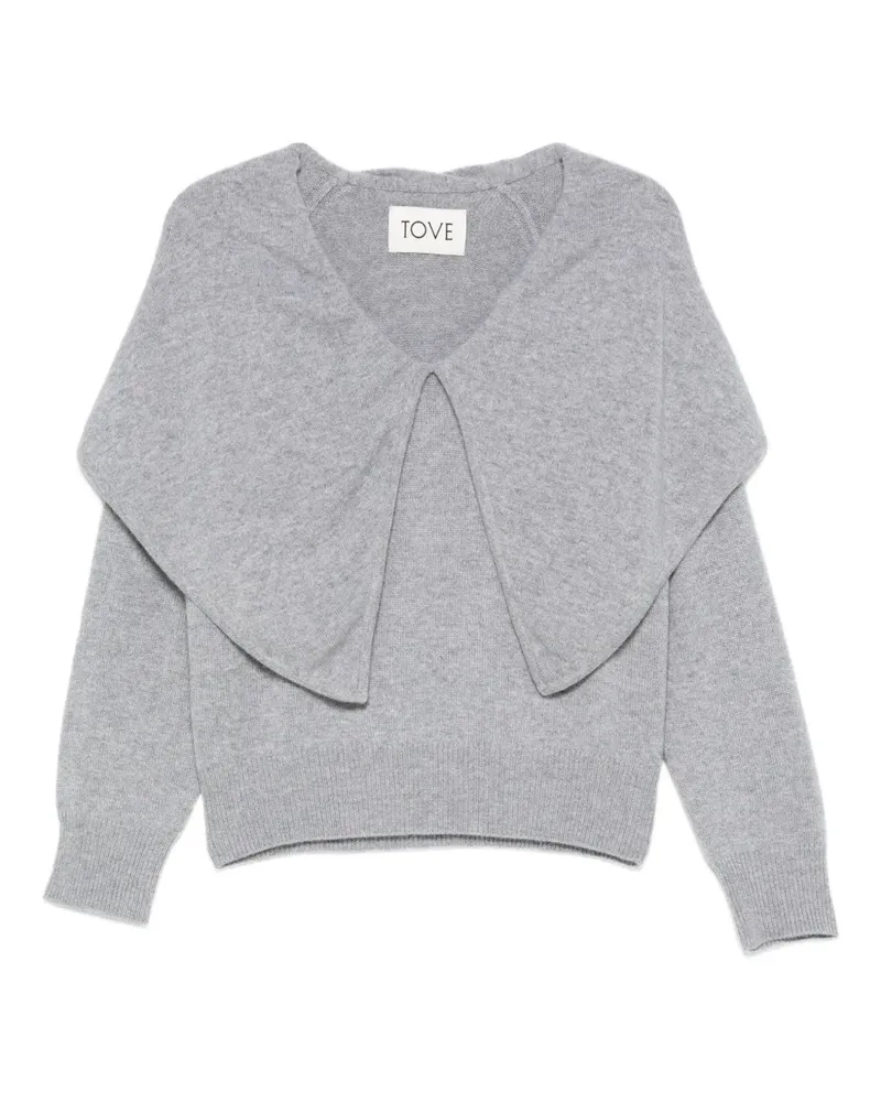 TOVE Malia Pullover mit breitem Kragen - Grau Grau