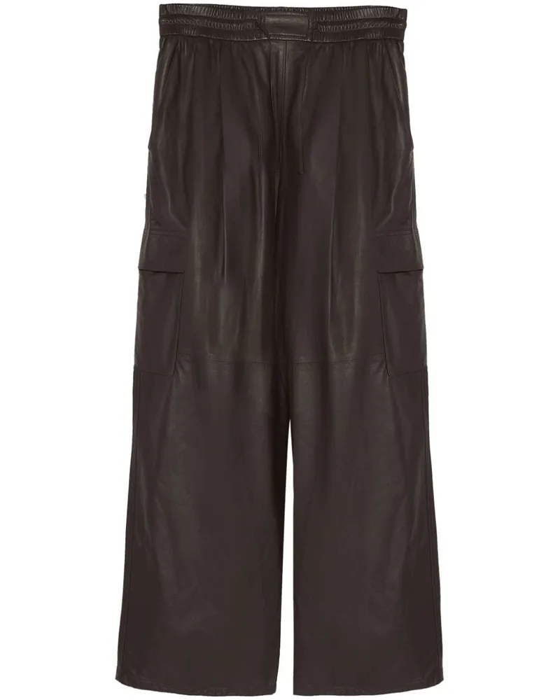 Yves Salomon Lederhose mit weitem Bein - Braun Braun