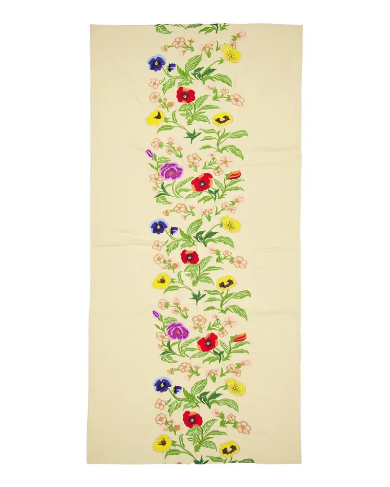 Les-Ottomans Tischdecke mit Blumenstickerei - Nude Nude