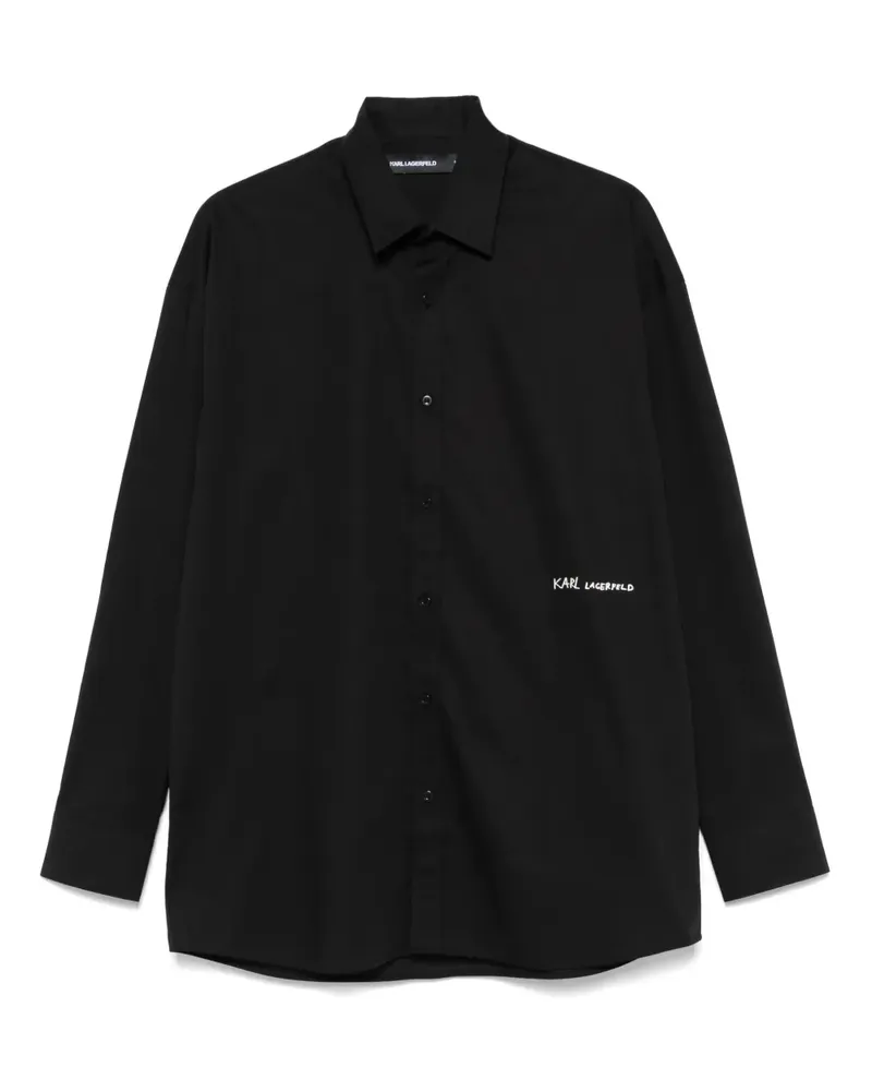 Karl Lagerfeld Hemd mit Logo-Applikation - Schwarz Schwarz