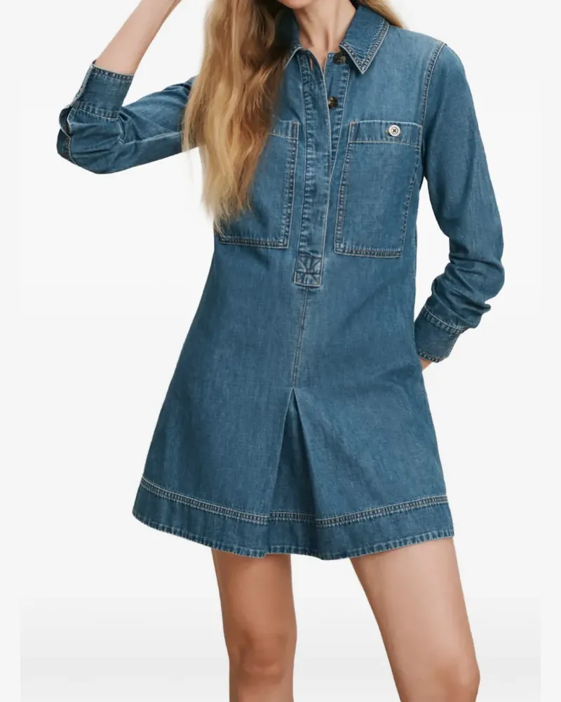 Veronica Beard Pryce Jeanskleid mit Falten - Blau Blau