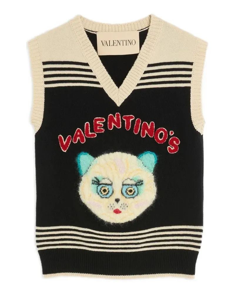 Valentino Garavani Bestickter Le Chat de la Maison Pullunder - Schwarz Schwarz