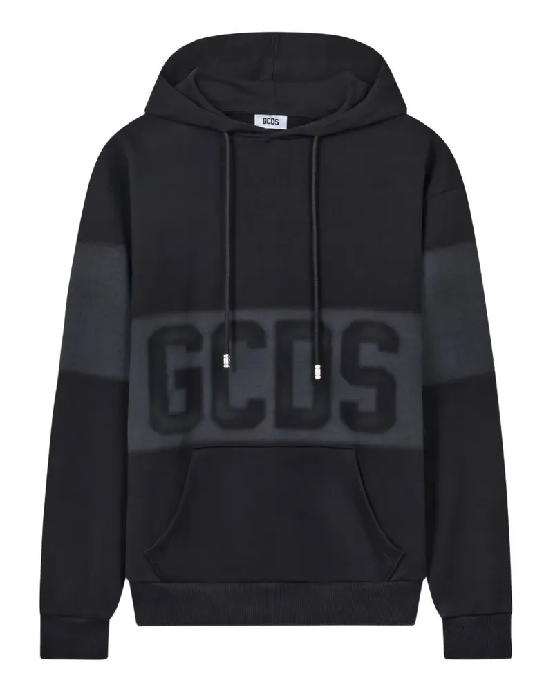 GCDS Hoodie mit Logo-Print und Spray-Effekt - Schwarz Schwarz