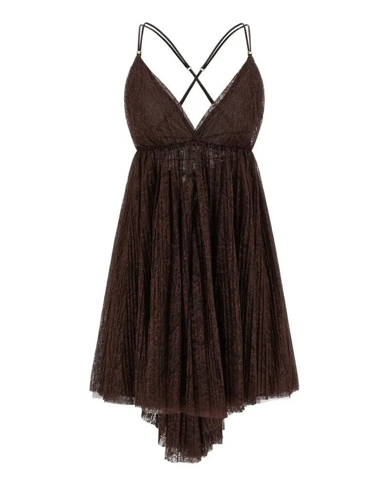 Elisabetta Franchi floral-lace mini dress - Braun Braun