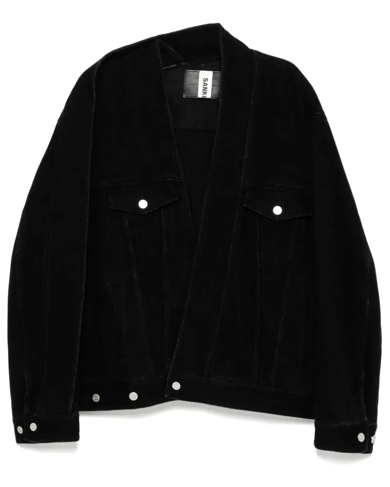 SANKUANZ Jeansjacke mit asymmetrischem Kragen - Schwarz Schwarz