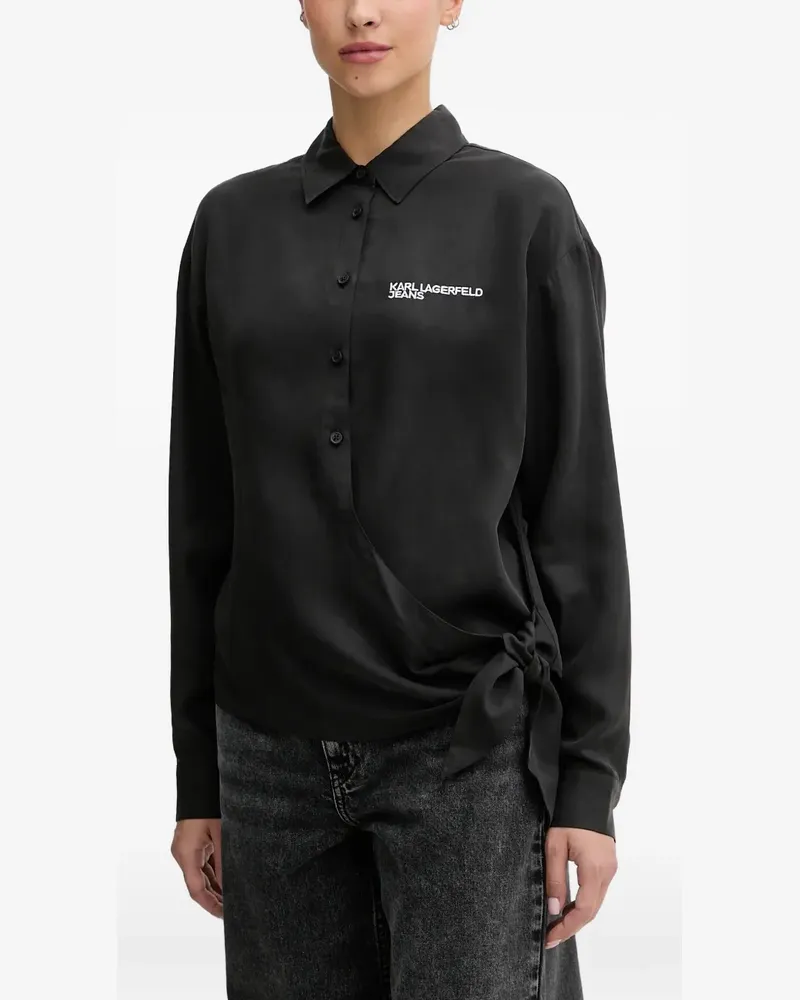 Karl Lagerfeld side-tie logo shirt - Schwarz Schwarz