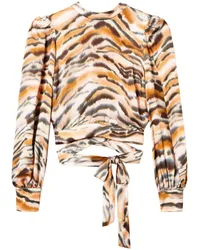 Twin-Set Cropped-Bluse mit Tiger-Print Braun