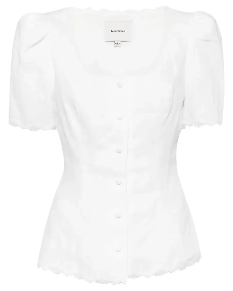 Reformation Anabella Oberteil aus Leinen - Weiß Weiß