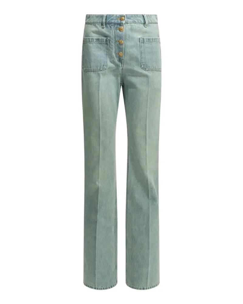 Valentino Garavani buttoned pressed-crease jeans - Blau Blau