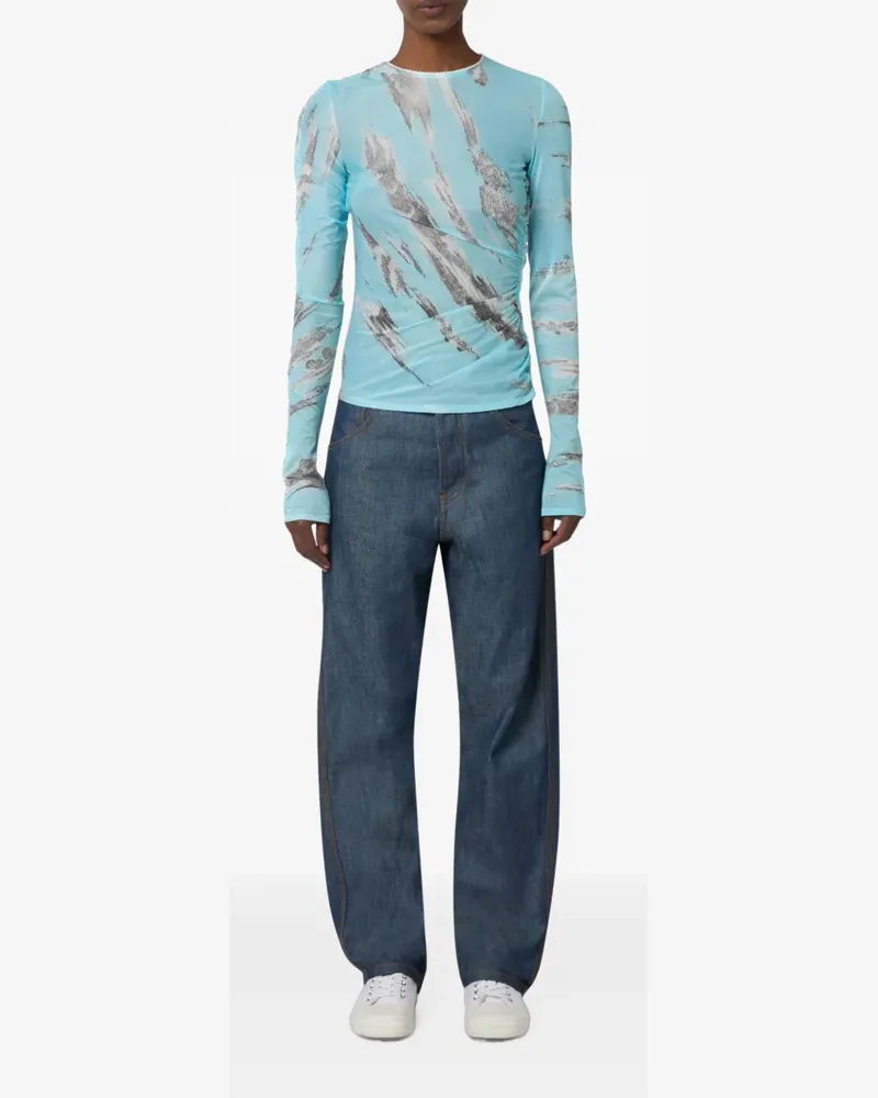 Moschino Archive Clouds Oberteil aus Tüll - Blau Blau