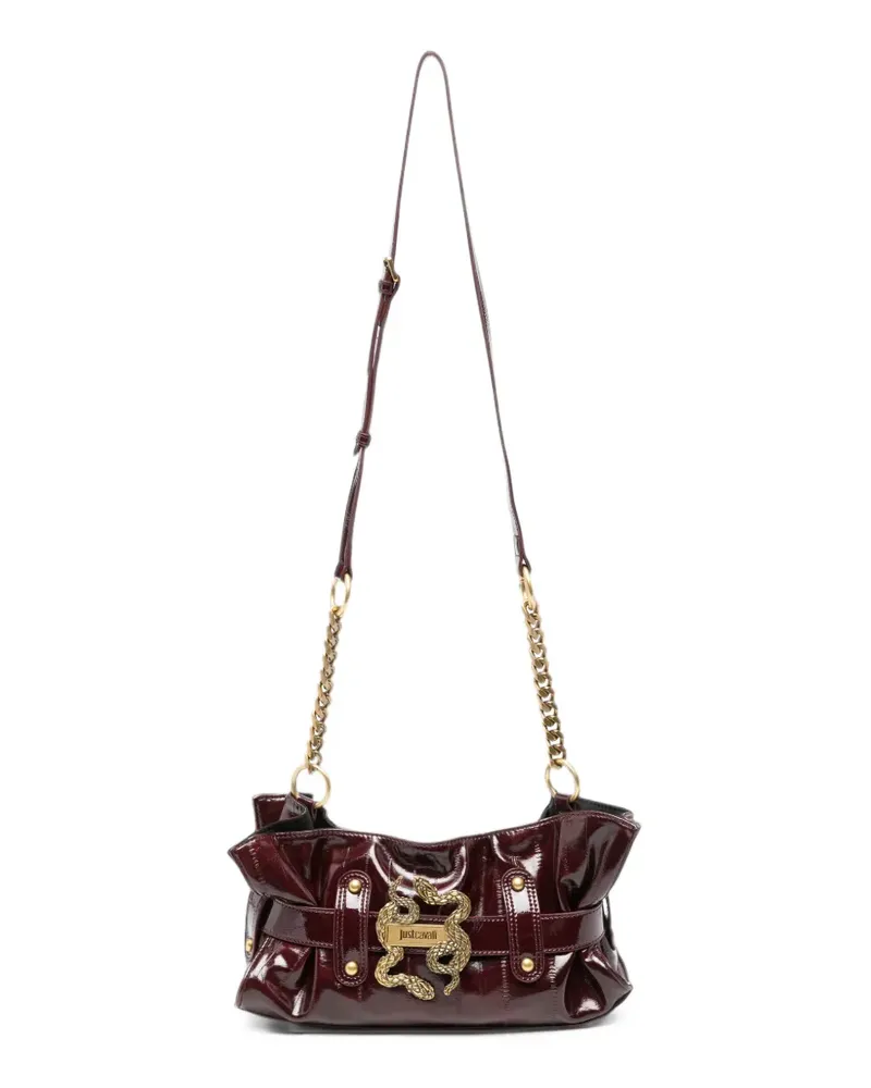 Just Cavalli snake-plaque patent backpack - Rot Rot