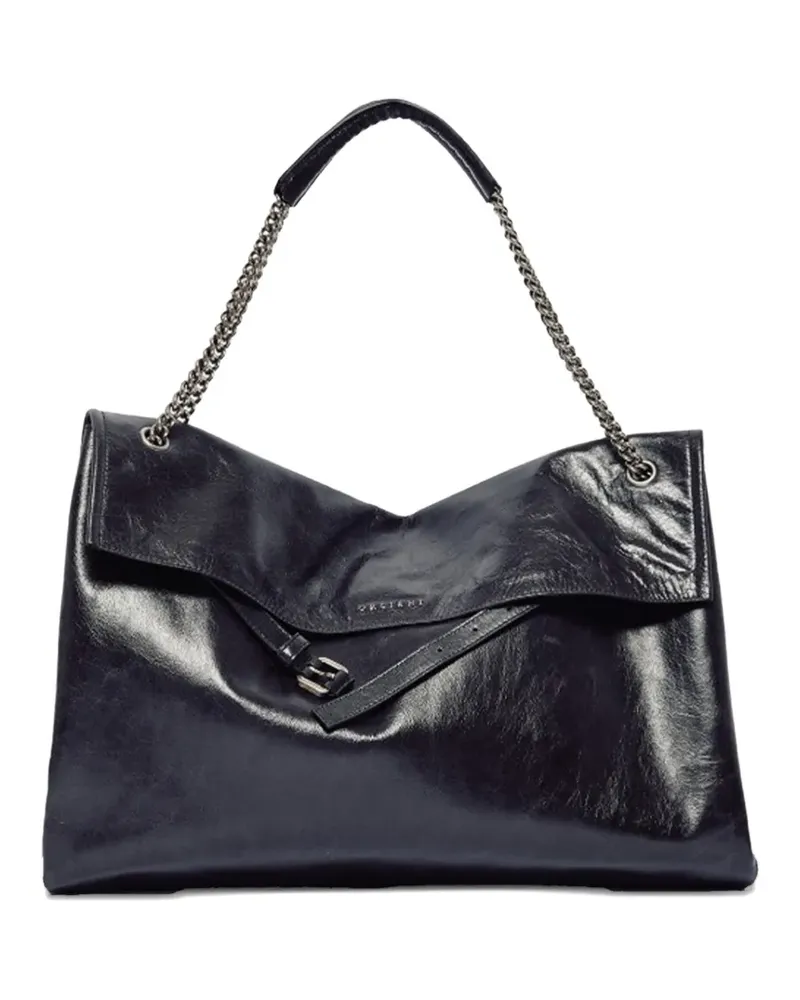 Orciani Mittelgroße Venus Gotham Schultertasche mit Schnalle - Schwarz Schwarz