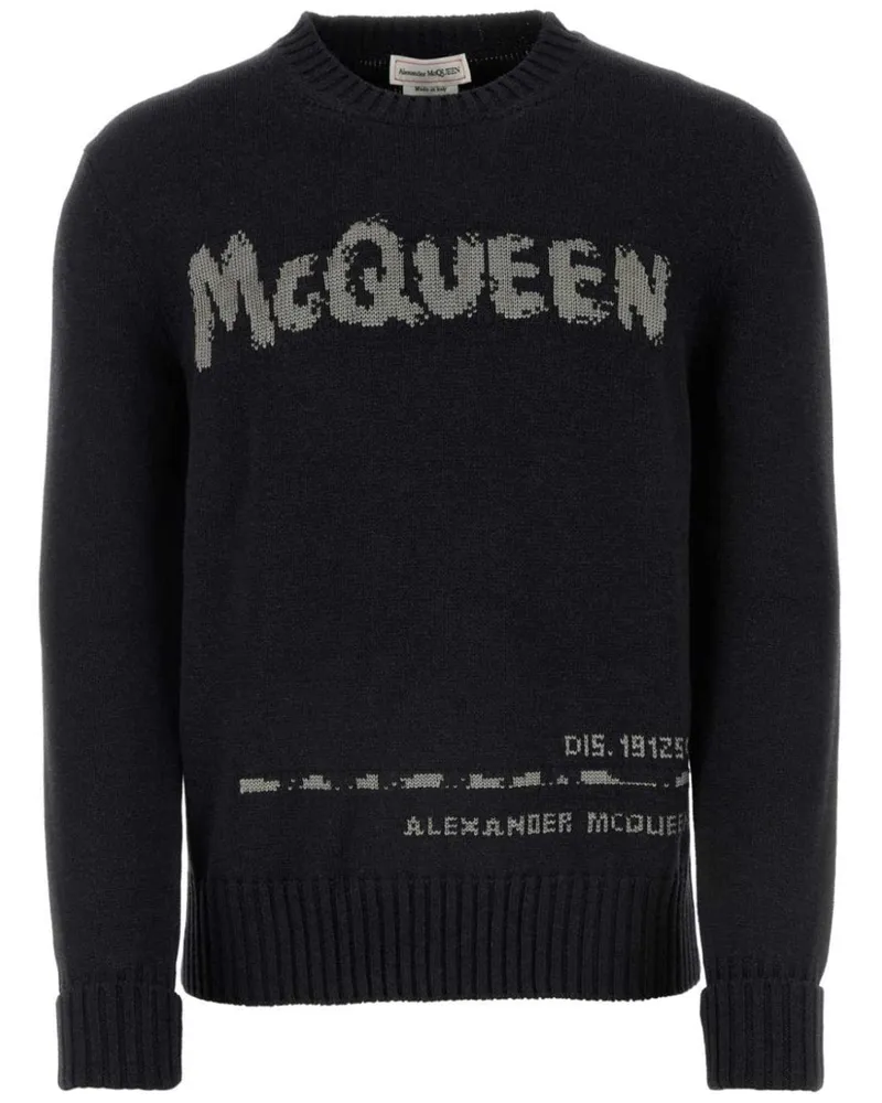 Alexander McQueen Pullover mit Intarsien-Logo - Schwarz Schwarz
