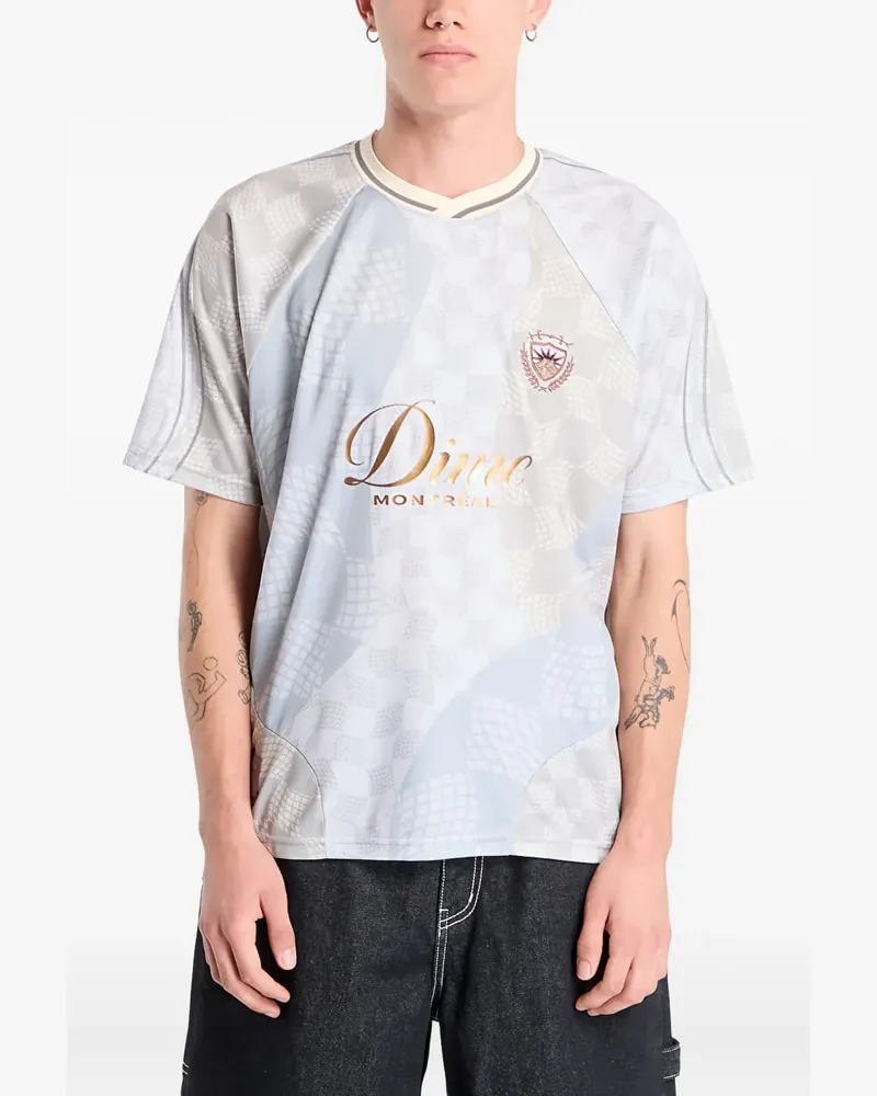 Dime Kariertes T-Shirt mit Emblem-Detail - Nude Nude