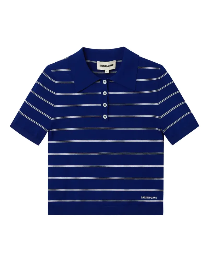 SHUSHU/TONG Gestreiftes Poloshirt - Blau Blau