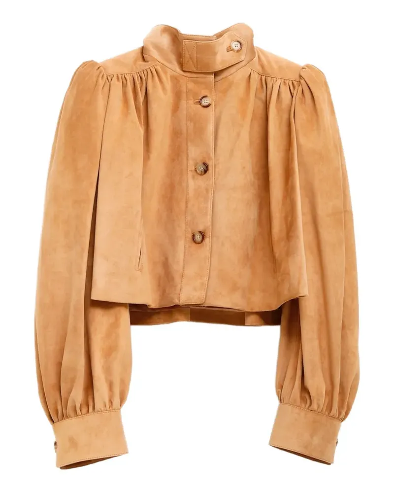 Chloé gathered puff-sleeve jacket - Nude Nude