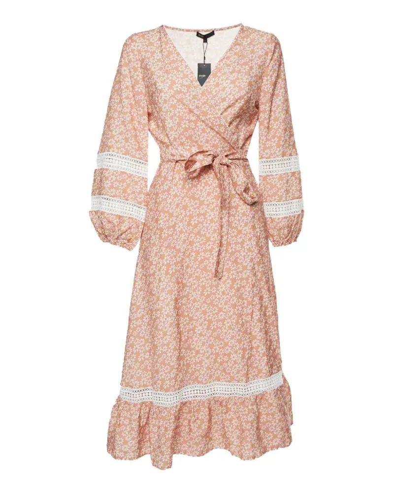 Maje Restella Midikleid mit Blumenprint - Rosa Rosa