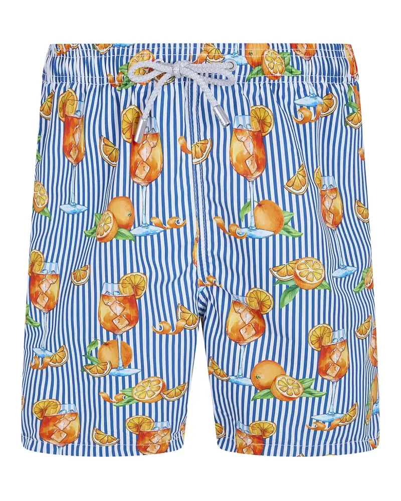 MC2 Saint Barth cocktail-print striped swim shorts - Blau Blau