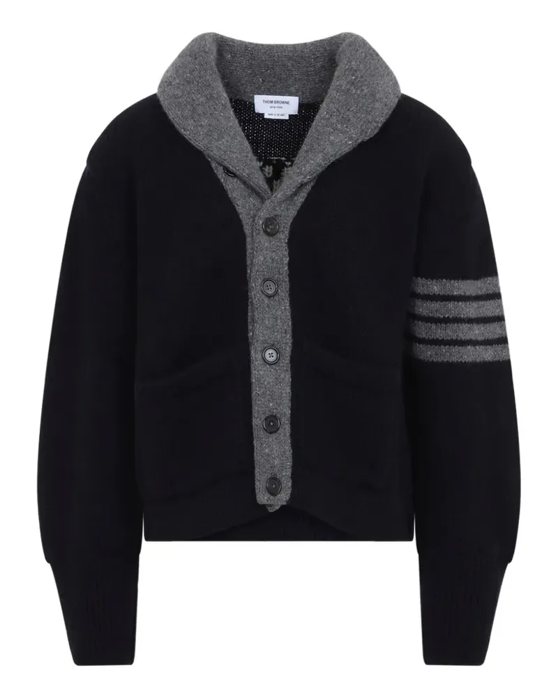 Thom Browne 4-Bar Cardigan mit Schalkragen - Schwarz Schwarz