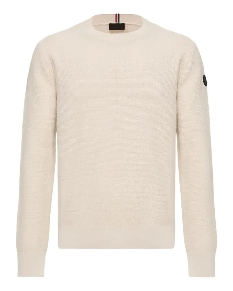 Moncler logo-patch waffle-knit sweater - Nude Nude