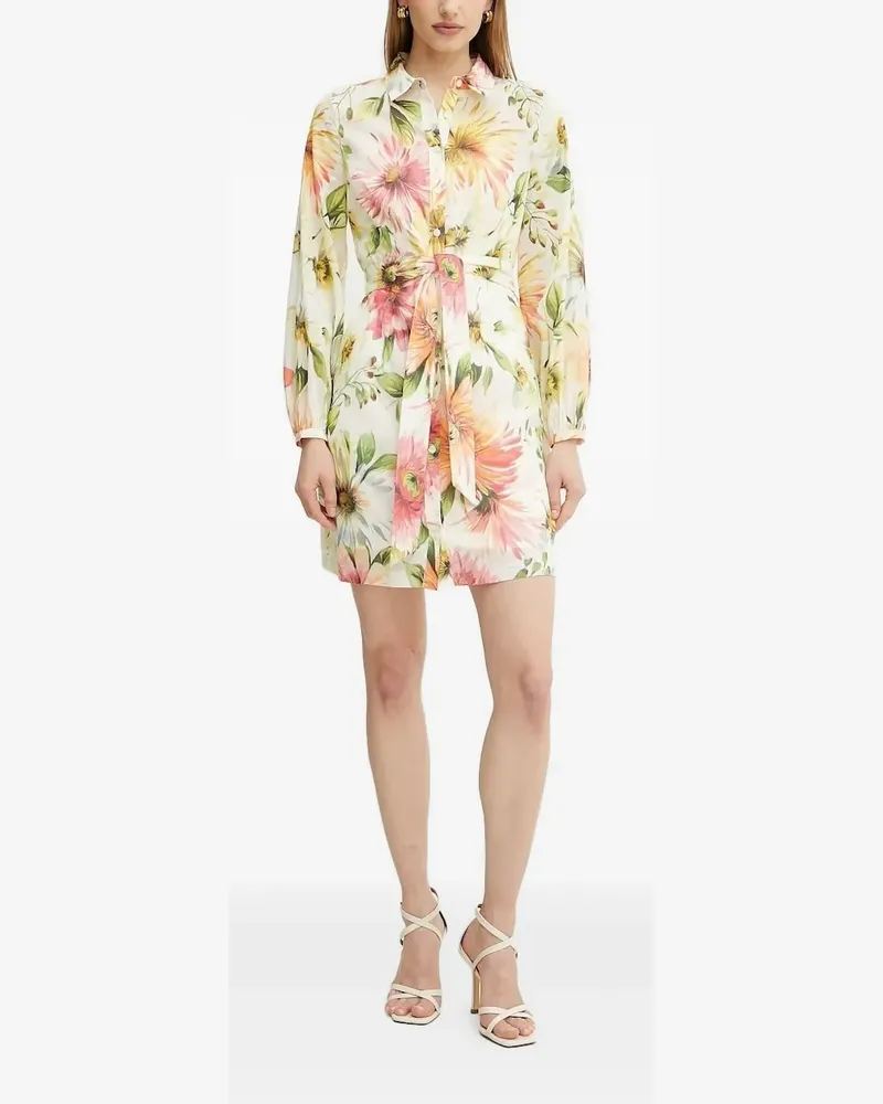 Guess Hemdkleid mit Blumen-Print - Weiß Weiß