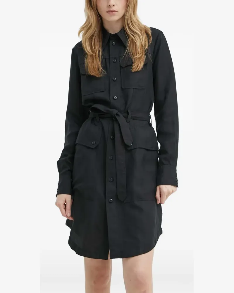 G-STAR RAW button-up belted mini dress - Schwarz Schwarz