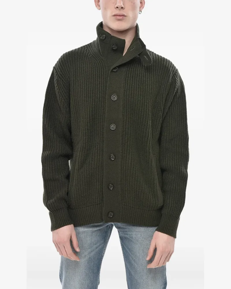 Paolo Pecora Milano high-neck ribbed-knit cardigan - Grün Grün