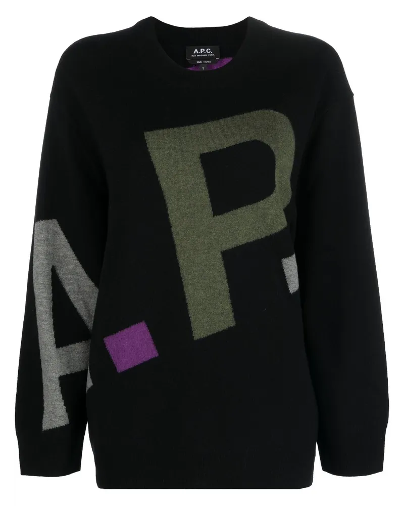 A.P.C. Pullover mit Logo-Print - Schwarz Schwarz