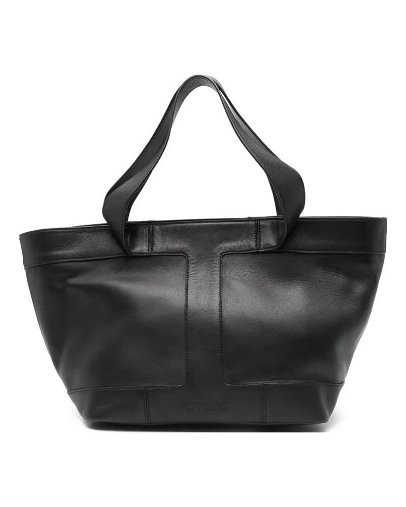 Iceberg large debossed-logo leather shoulder bag - Schwarz Schwarz