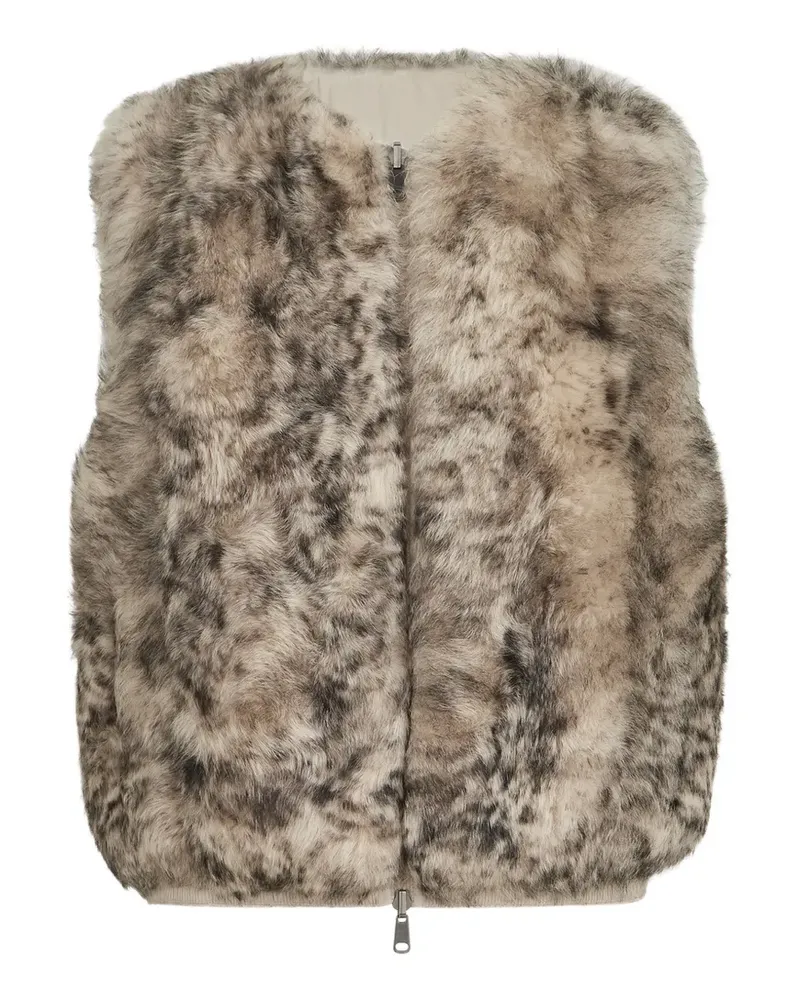 Brunello Cucinelli lynx-effect shearling reversible vest - Nude Nude