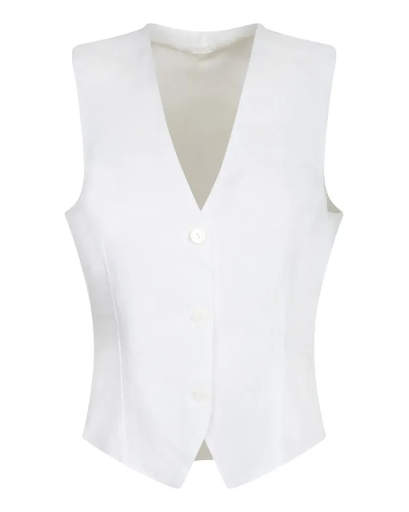 120% Lino button-up waistcoat - Weiß Weiß