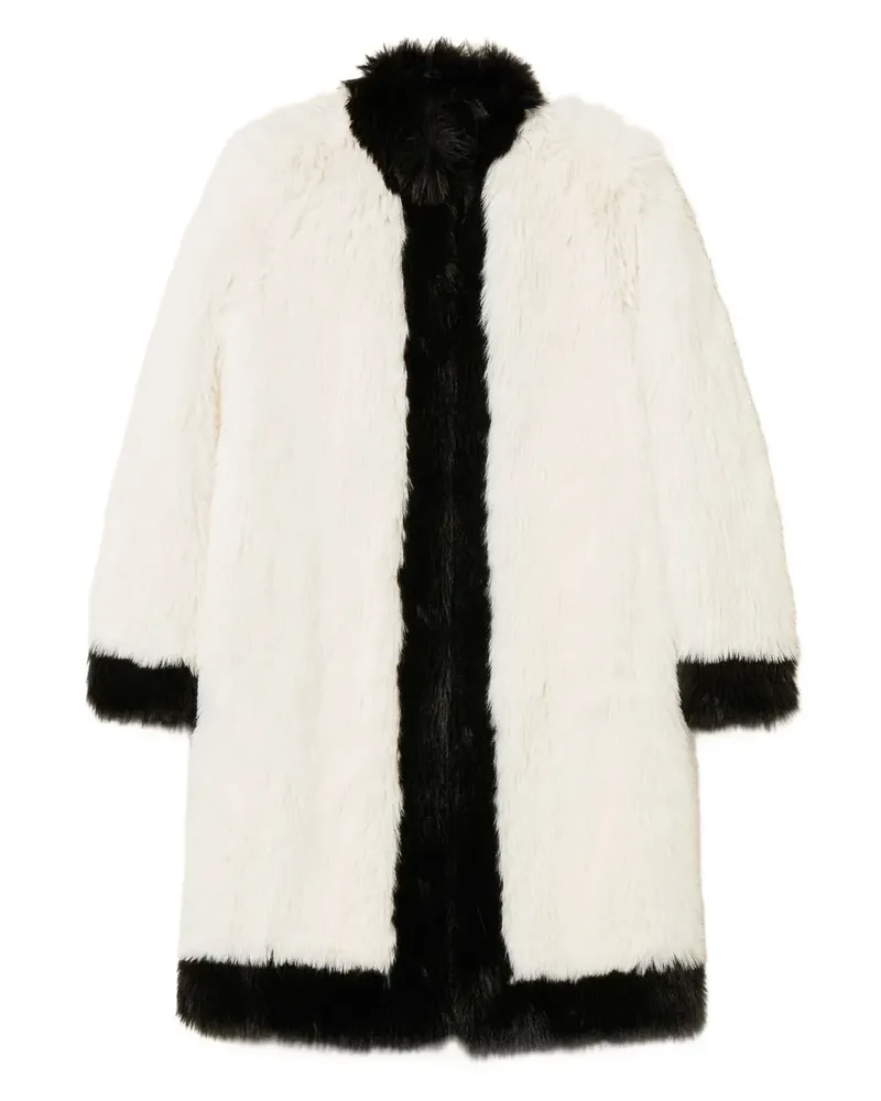 Twin-Set Zweifarbiger Mantel aus Faux Fur - Weiß Weiß