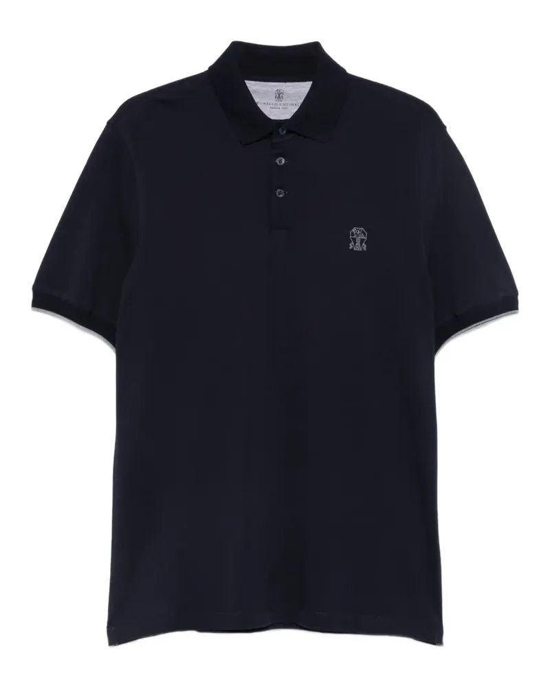 Brunello Cucinelli Poloshirt mit Logo-Stickerei - Blau Blau
