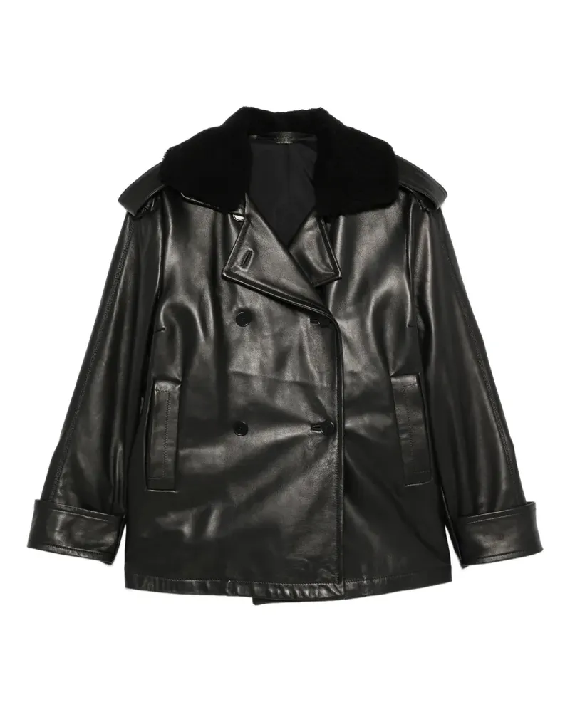 Salvatore Santoro shearling-collar double-breasted jacket - Schwarz Schwarz