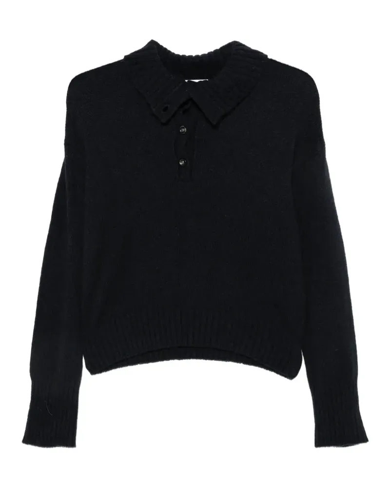Roberto Collina Gerippter Pullover mit Knopfverschluss - Schwarz Schwarz