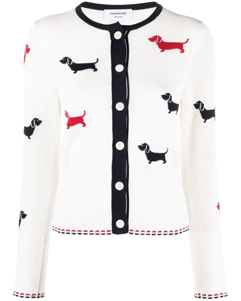 Thom Browne Cardigan mit Intarsienmuster - Weiß Weiß