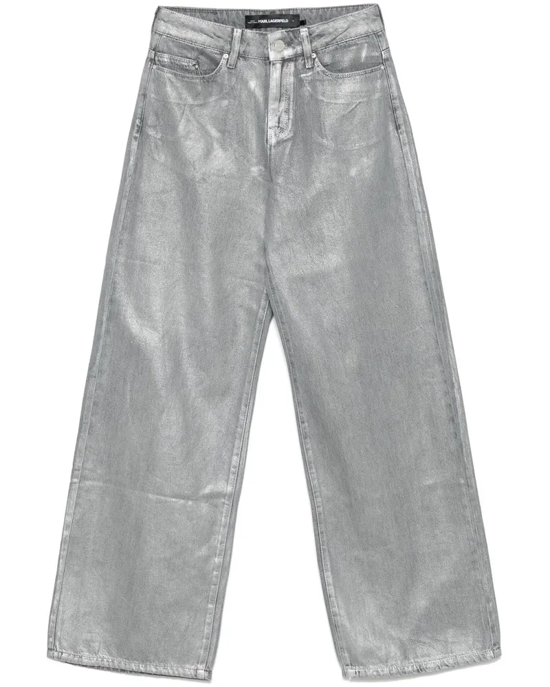 Karl Lagerfeld Weite Jeans im Metallic-Look - Grau Grau
