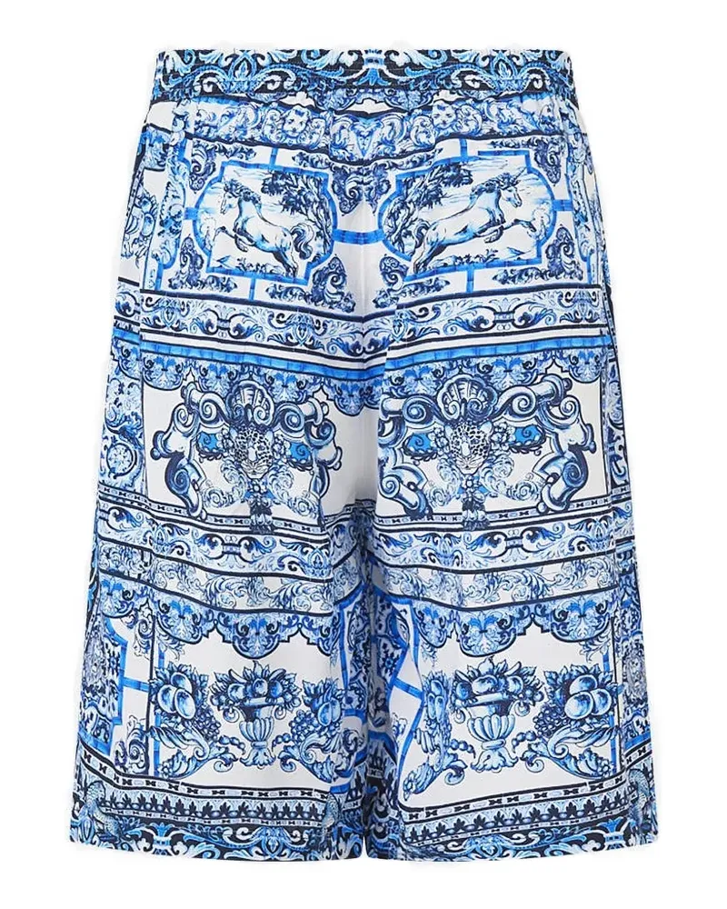 Camilla elastic waist tiled print shorts - Blau Blau
