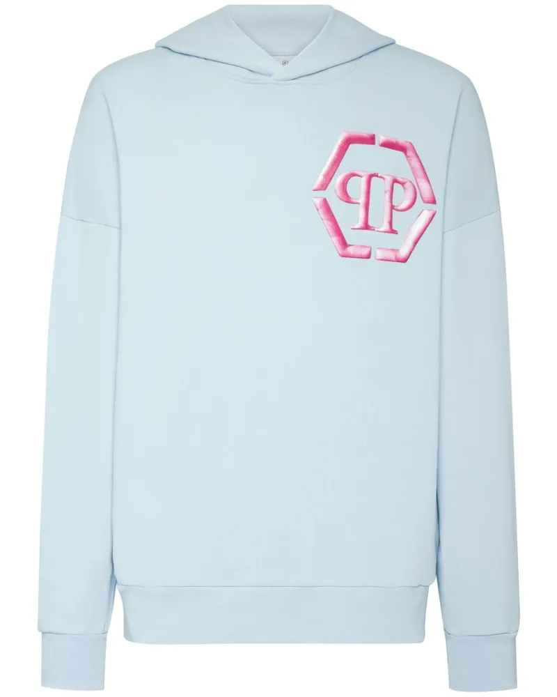 Philipp Plein Hoodie mit Logo-Stickerei Blau