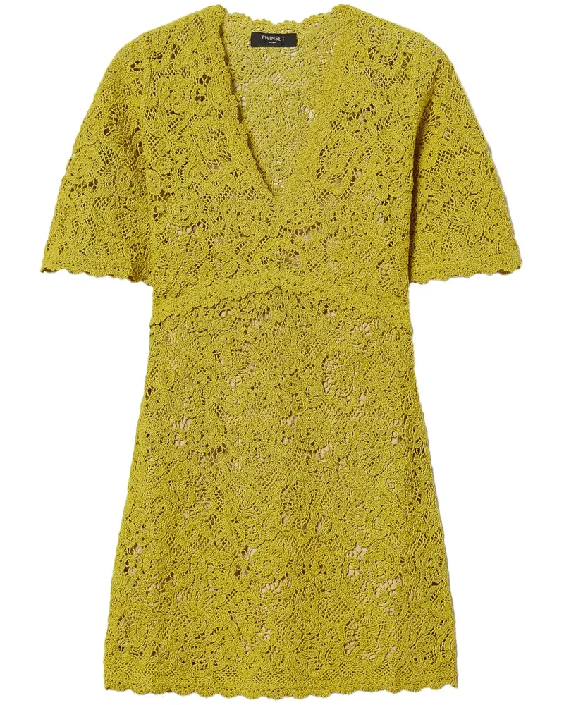 Twin-Set Gehäkeltes Minikleid - Gelb Gelb