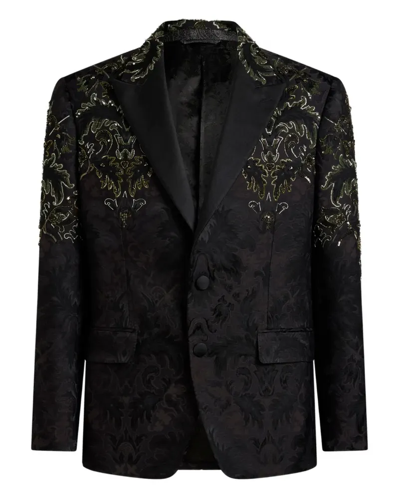 Etro Sakko mit Blumenstickerei - Schwarz Schwarz