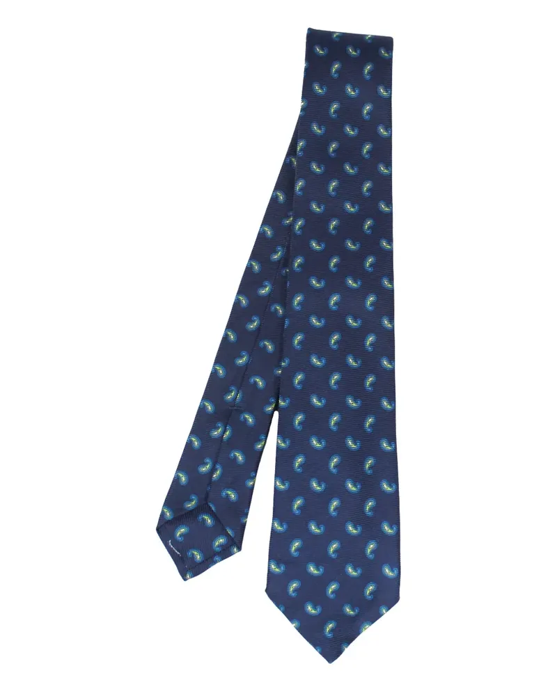 Kiton paisley-pattern tie - Blau Blau