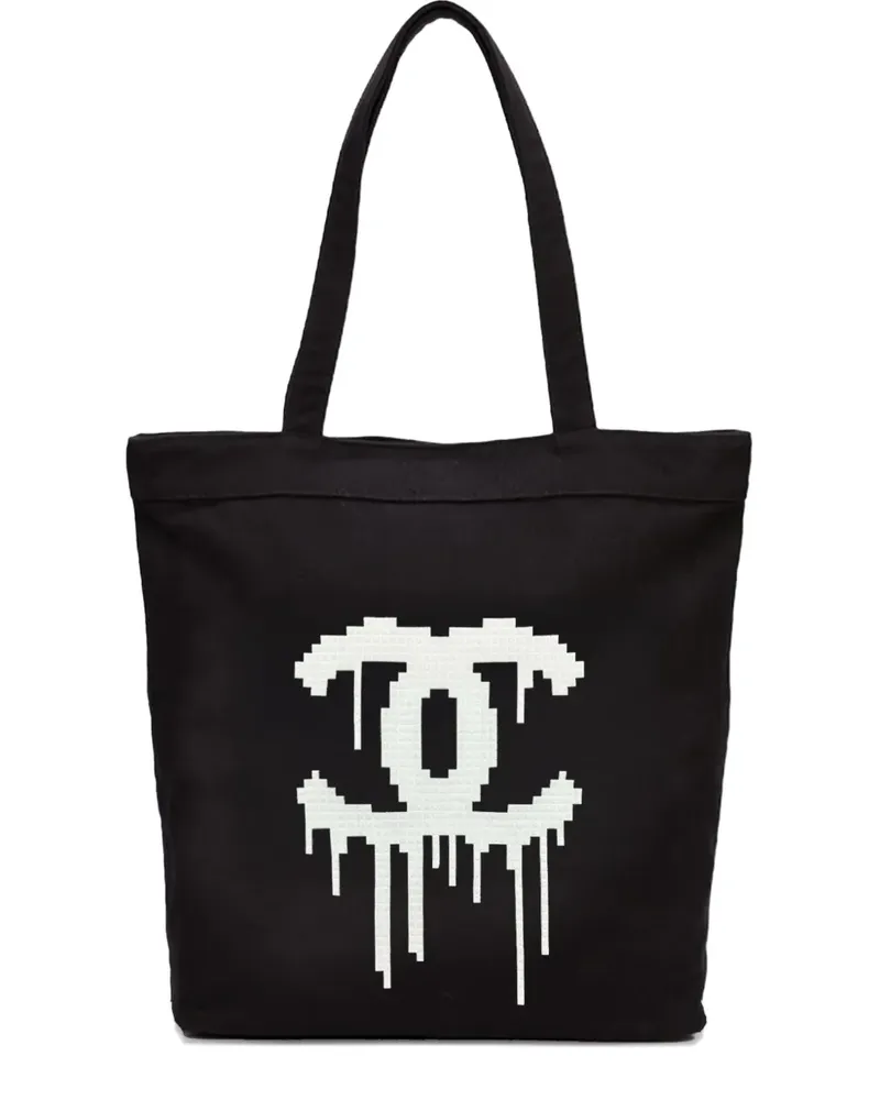 Mostly Heard Rarely Seen Tote Bag mit Logo in Tropfenoptik - Schwarz Schwarz